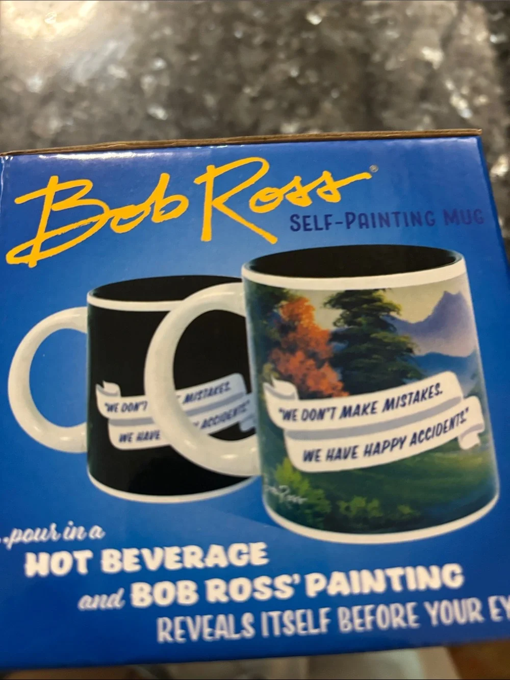 Bob Ross Self-Painting Mug — Blue and Yellow